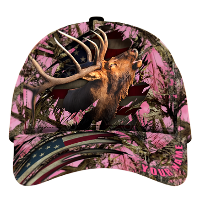 Custom Elk Hunting Baseball 3D Printed Cap, Custom Elk Hunting Cap Hat CP0494