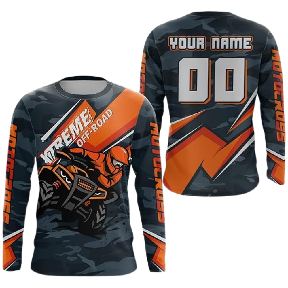 Custom ATV Camo Motocross Long Sleeve Jersey For Men Red, Custom Racing ATV Jerseys MZ0080