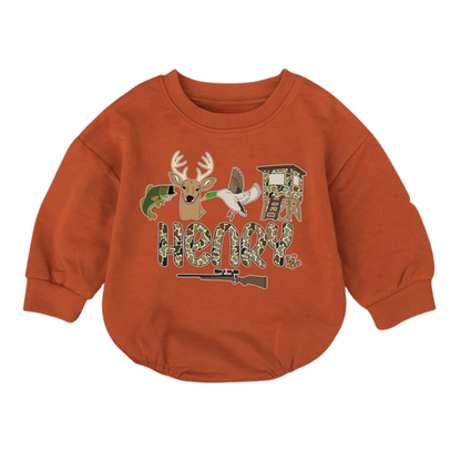 Custom Hunting Camo Baby Romper Sweatshirt, Custom Hunting Lover Romper Sweatshirt Baby BB0554