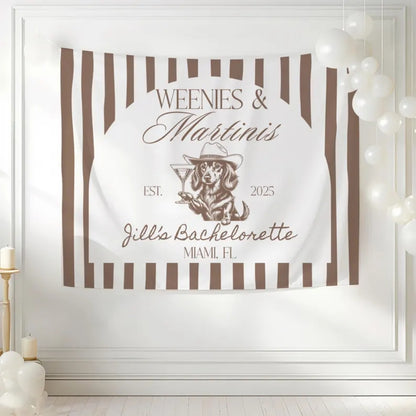 Custom Weenies and Martinis Bachelorette Banner, Custom Dachshund And Cocktail Banner For Bachelorette Party WD0533