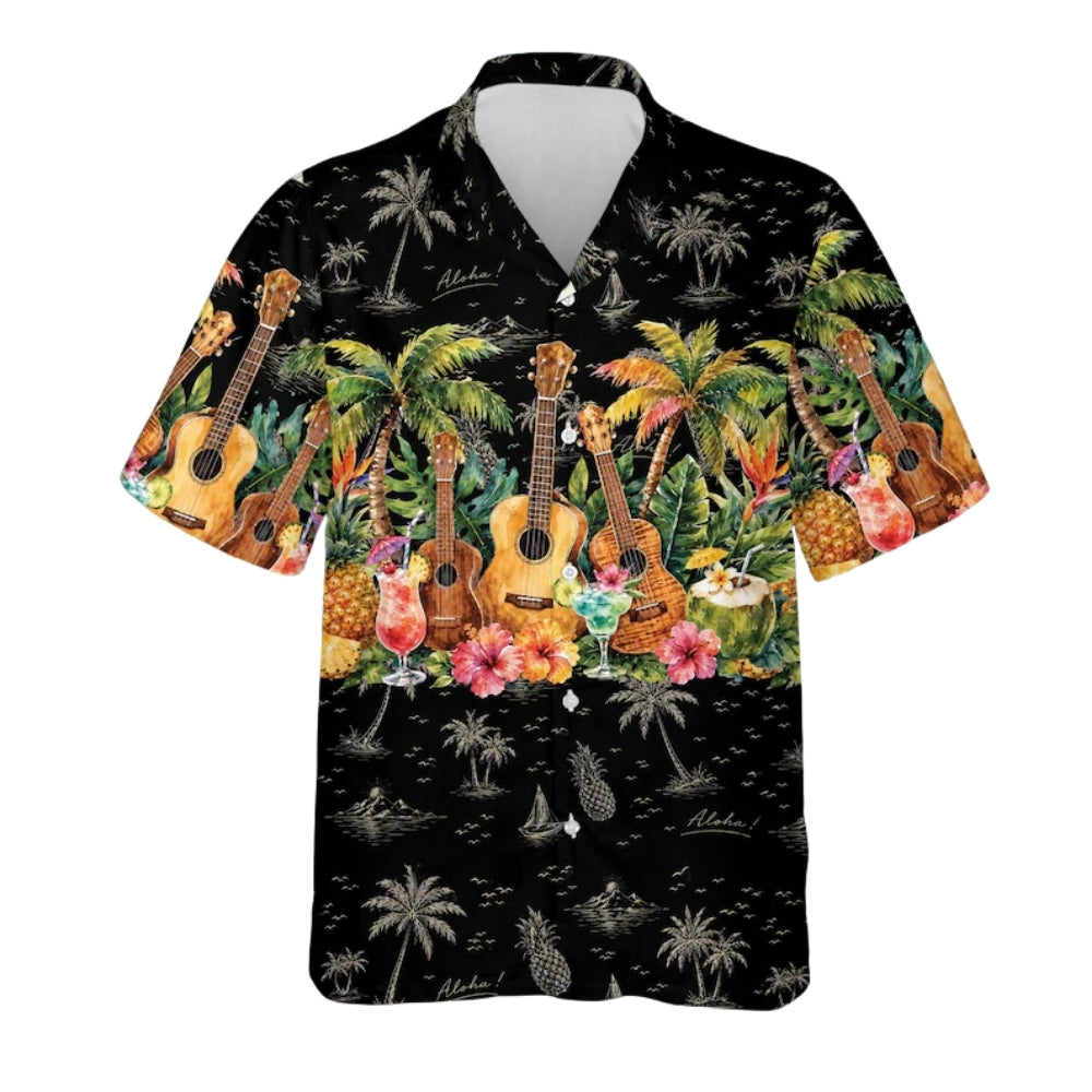 Tropical Ukulele Hawaiian Shirt For Men Women, Ukulele Hawaiian Shirt HE0608