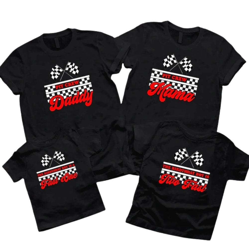 Custom Pit Crew Birthday Boy Matching Family T Shirts, Custom Race Car Birthday Matching Shirts For Family ET1120