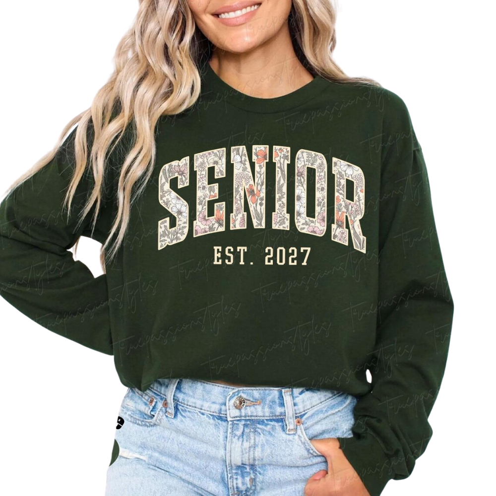 Personalized Senior Est Floral Sweatshirt, Custom Year Graduation Sweatshirts 2D0912