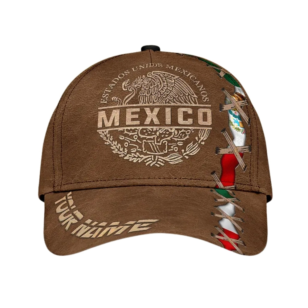 Estados Unidos Mexicanos Custom Name Mexico Flag Baseball Cap, Custom Mexican Caps Hats CP0109