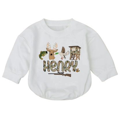 Custom Hunting Camo Baby Romper Sweatshirt, Custom Hunting Lover Romper Sweatshirt Baby BB0554