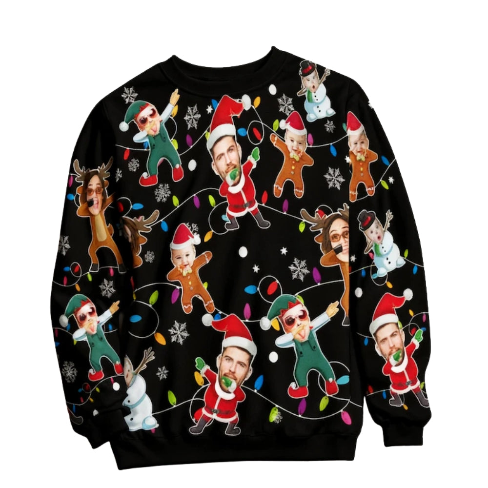 Custom Face Family Christmas Sweatshirt, Custom Funny Family Xmas Sweatshirt 2D0469