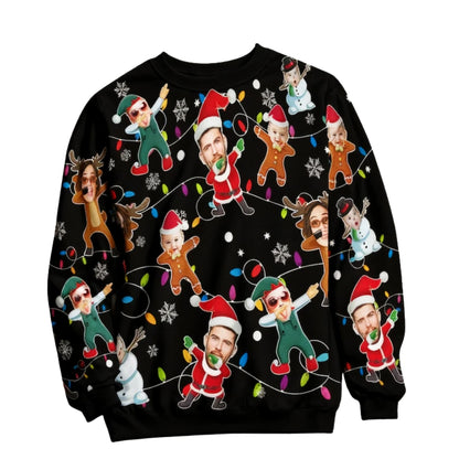 Custom Face Family Christmas Sweatshirt, Custom Funny Family Xmas Sweatshirt 2D0469