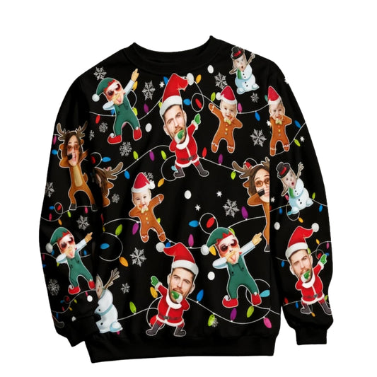 Custom Face Family Christmas Sweatshirt, Custom Funny Family Xmas Sweatshirt 2D0469