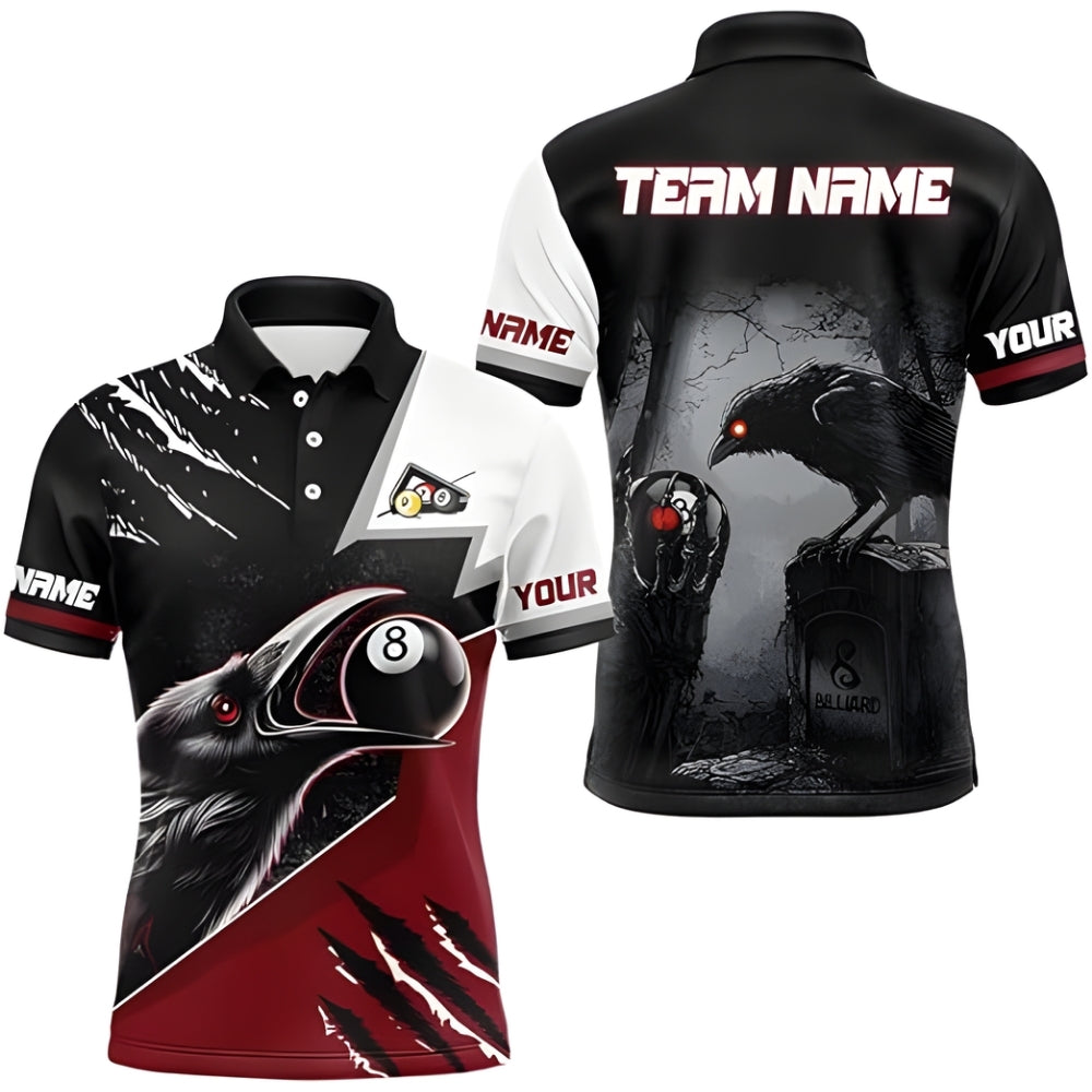 Custom Crows 8 Ball Billiard Polo Shirt For Mens, Custom Crows Billiard Team Shirts BIZ0196