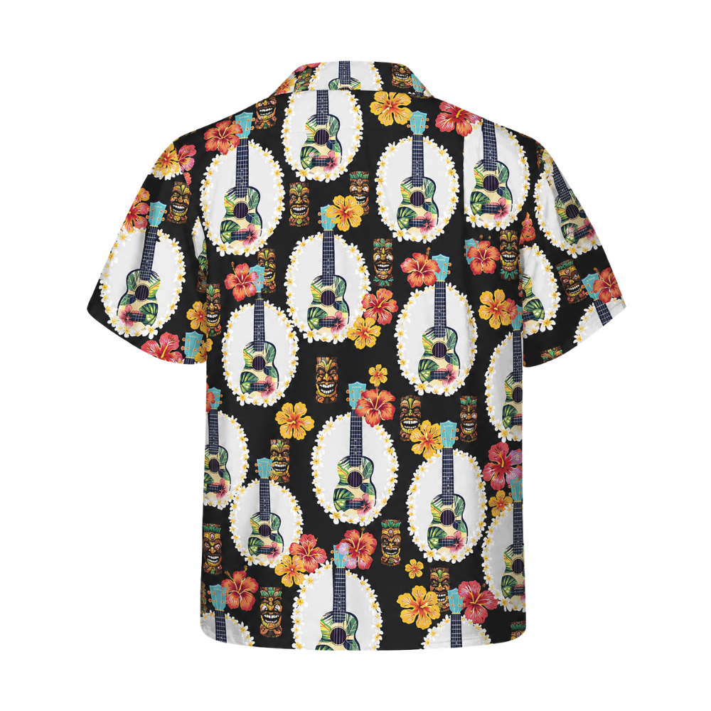Ukulele Tiki Floral Hawaiian Shirts For Men And Women, Ukulele Hawaiian Shirts HE0239