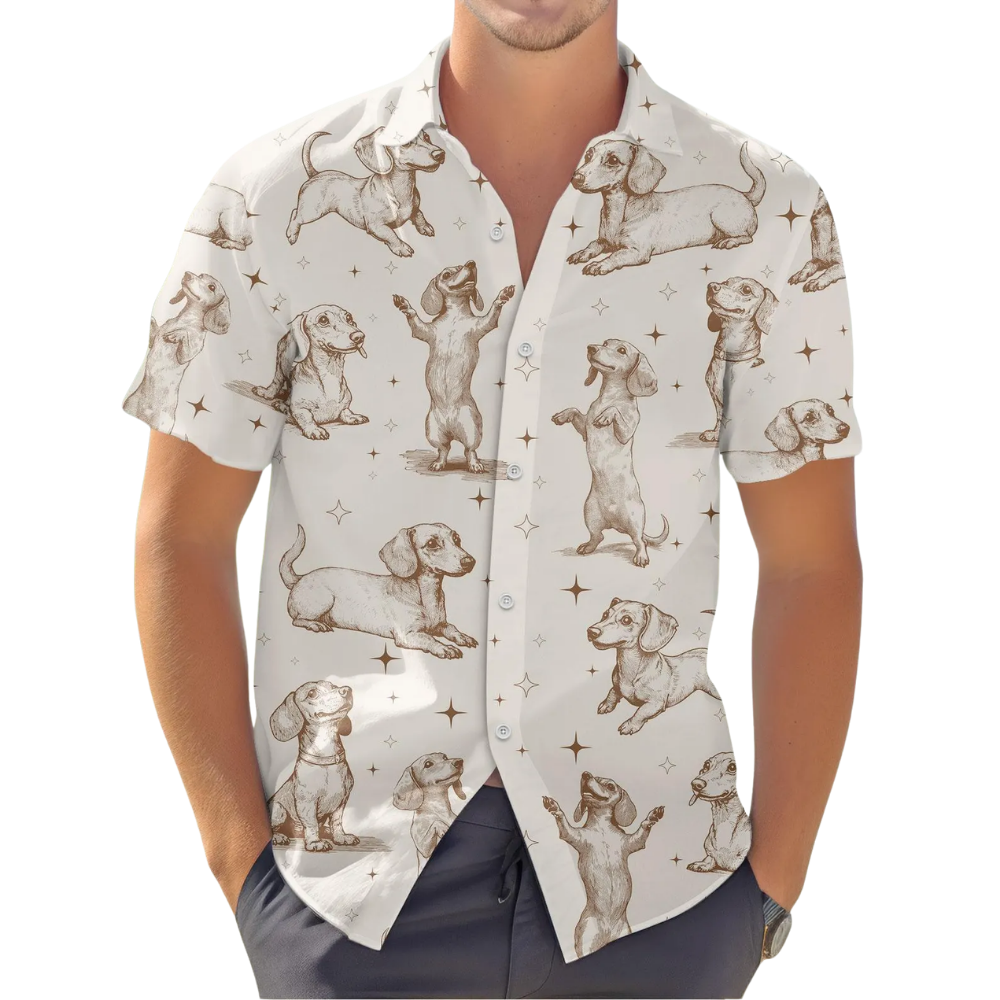 Vintage Dachshund Hawaiian Shirt For Men Women, Dachshund Hawaiian Shirt For Dog Lover HE0294