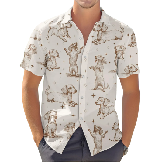 Vintage Dachshund Hawaiian Shirt For Men Women, Dachshund Hawaiian Shirt For Dog Lover HE0294