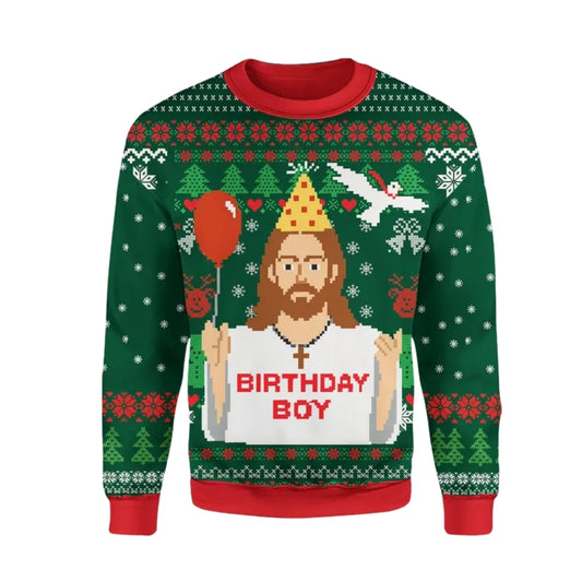 Jesus's Birthday Christmas Sweatshirt 3D Printed, Religious Christmas Sweatshirt 2D1089
