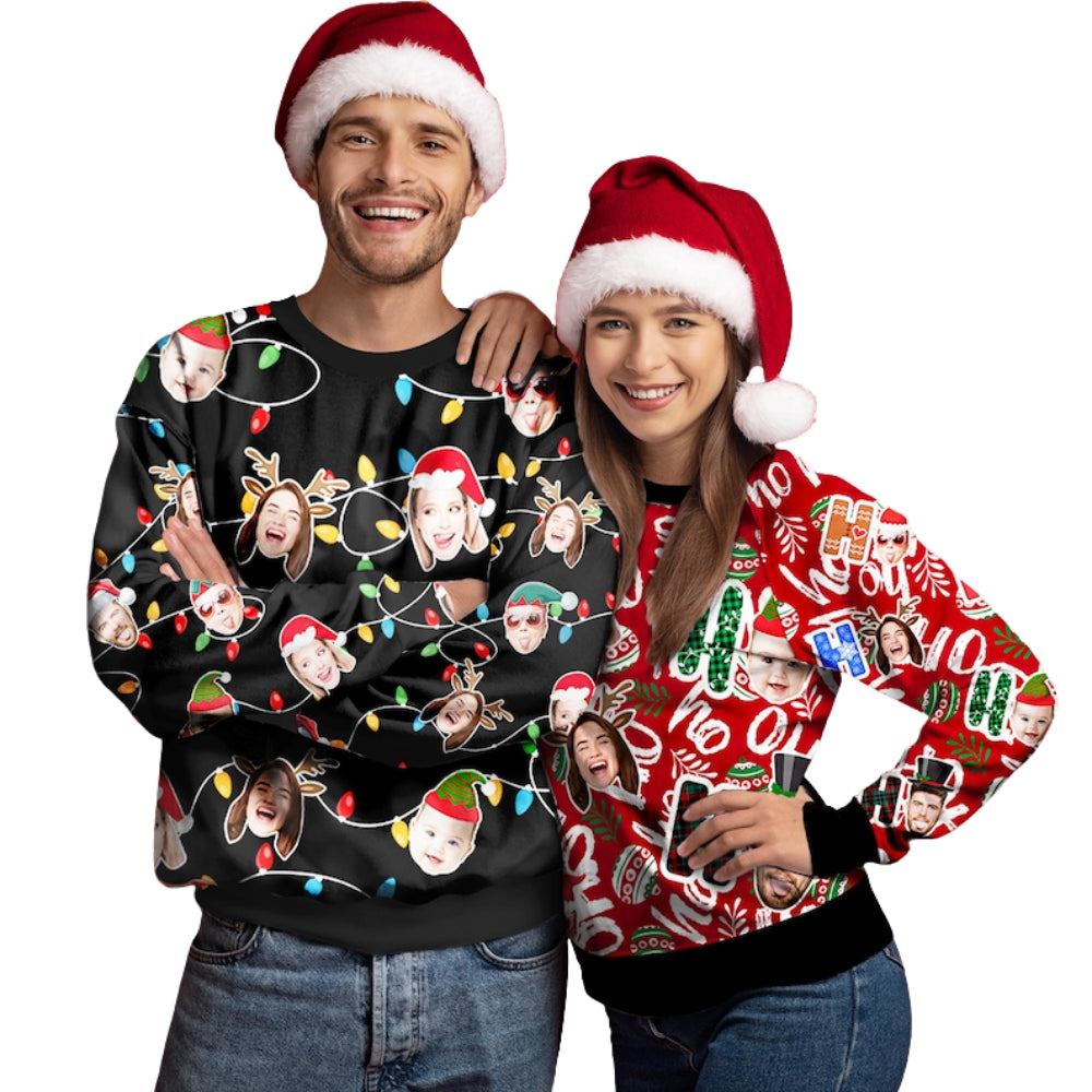 Custom Face Family Christmas Sweatshirt, Custom Funny Family Xmas Sweatshirt 2D0469