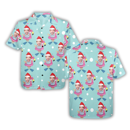 Custom Photo Christmas Tropical Hawaiian Shirt For Men Women, Custom Funny Faces Christmas Hawaiian Shirt HE0880