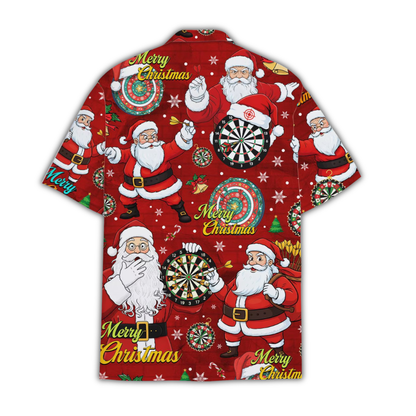 Santa Playing Darts Hawaiian Shirt For Men, Dart Player Christmas Hawaiian Shirt HE0911