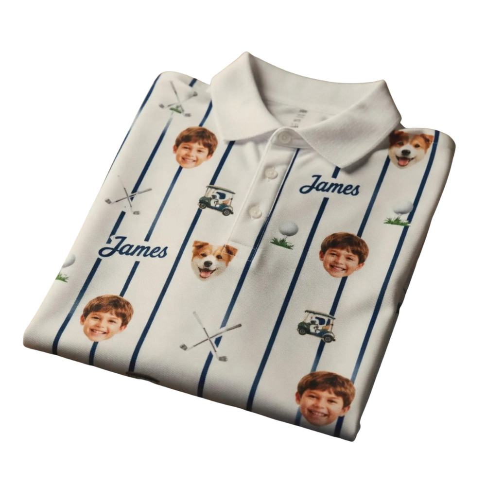 Custom Face Father's Day Golf Polo Shirt For Men, Custom Golf Shirt With Photo GE0504
