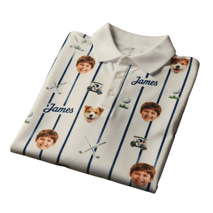 Custom Face Father's Day Golf Polo Shirt For Men, Custom Golf Shirt With Photo GE0504