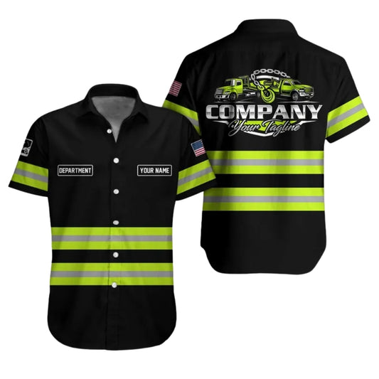 Custom Tow Truck Work Hawaiian Shirt For Men, Personalized Mechanic Hawaiian Uniform Shirts HE0155