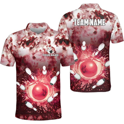 Custom Team Purple Splash Bowling Polo Shirt For Mens, Custom Bowling Shirt BZ0788