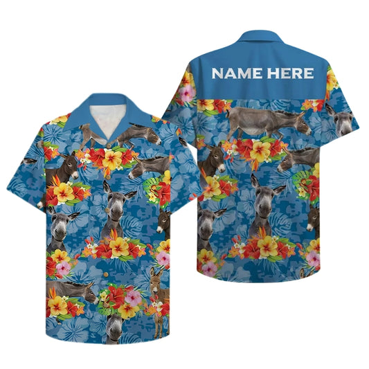 Custom Donkey Tropical Men Women Hawaiian Shirt With Name, Custom Donkey Hawaiian Shirts HE0482