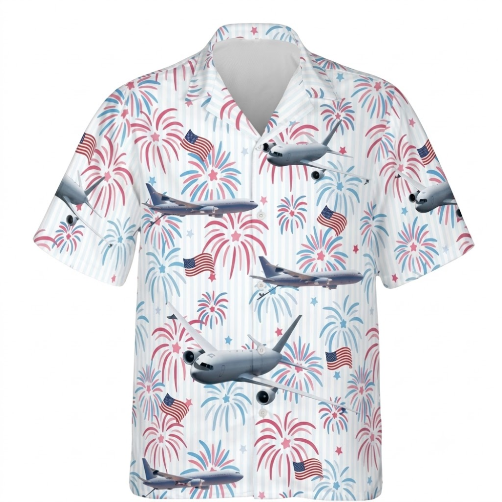 KC-46 Pegasus Aviation Hawaiian Shirt For Men, Military Aircraft Hawaiian Shirt For 4th Of July HE0722