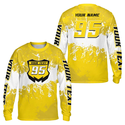 Custom Red White Racing Dirt Bike Jersey Long Sleeve For Men, Custom Dirt Bike Shirts MZ0092