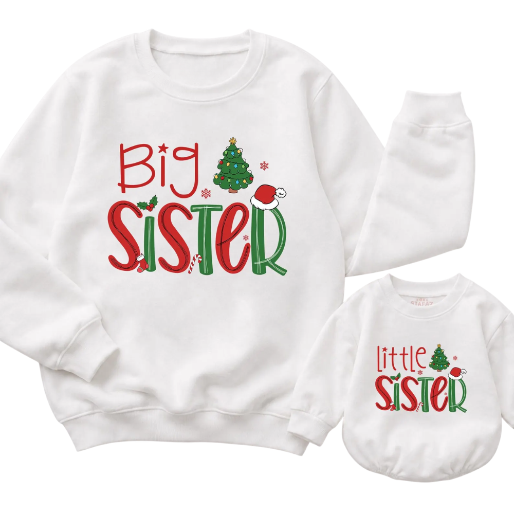 Big Sister Little Brother Christmas Matching Sweatshirt, Christmas Sibling Sweatshirt Matching ET1697
