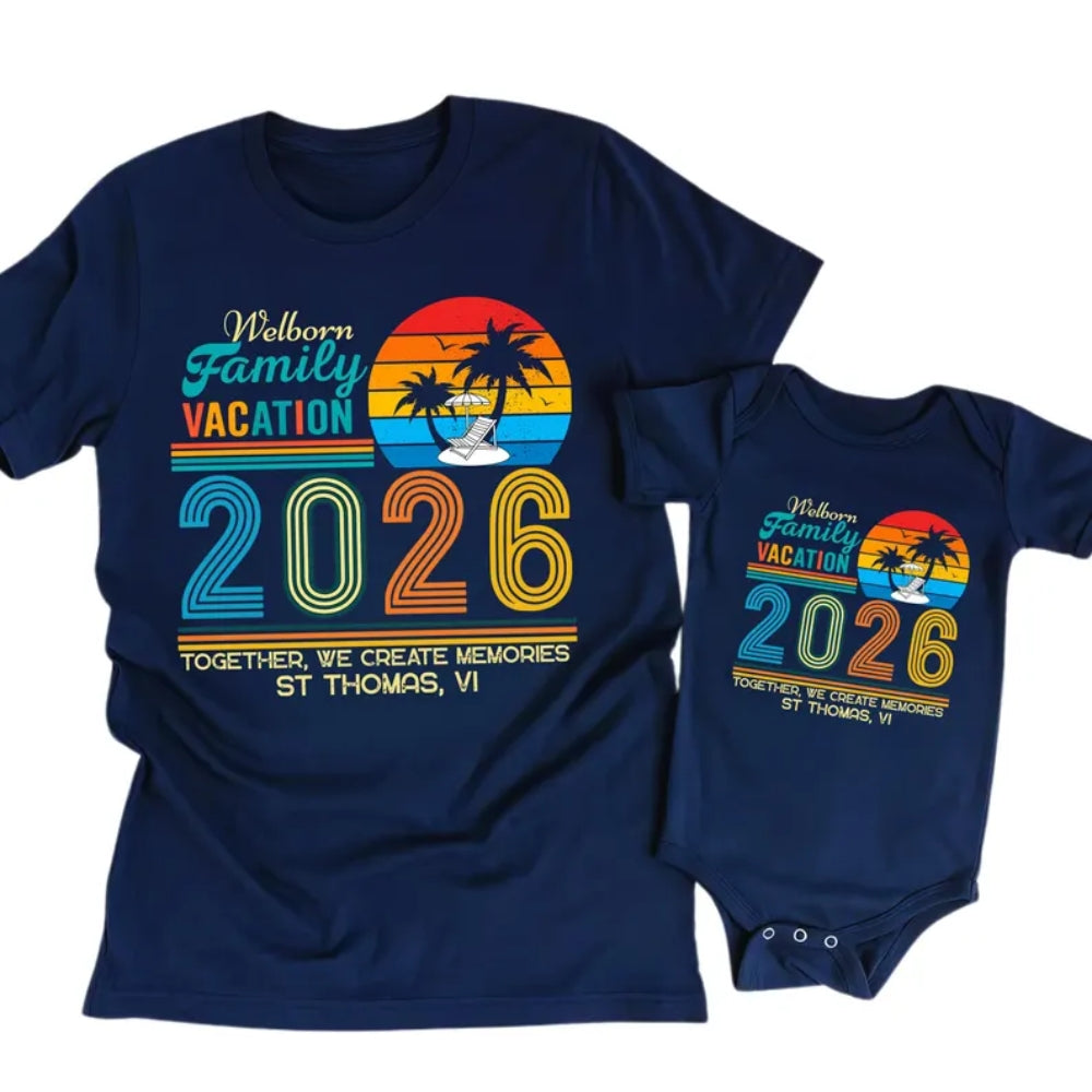 Custom Family Matching Beach Vacation 2026 T Shirts, Custom Family Vacation Shirts ET0056