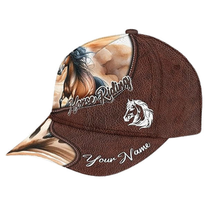 Horse Riding Custom Name 3D Baseball Cap, Custom Horse Riding Caps Hats CP0194