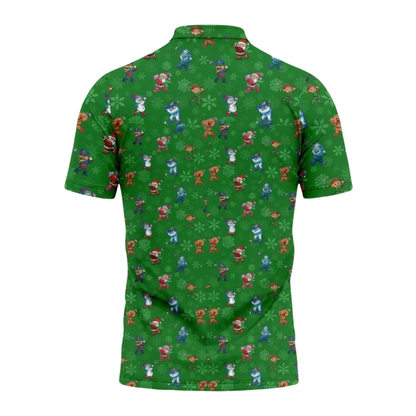 Character Christmas Green Golf Mens Polo Shirt, Christmas Golf Shirt Men GZ0338