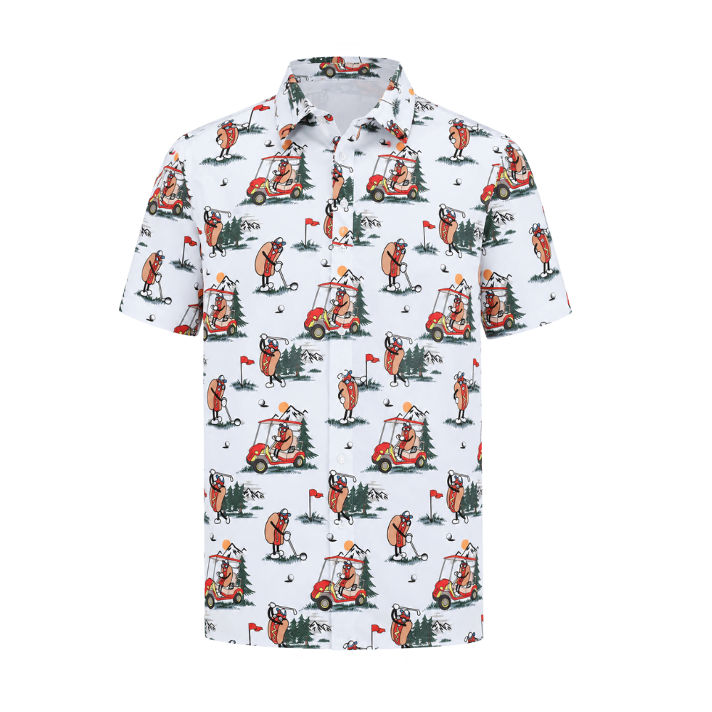 White Funny Hot Dog Golf Polo Shirt For Men, Hot Dog Lover Golf Shirts GZ0452
