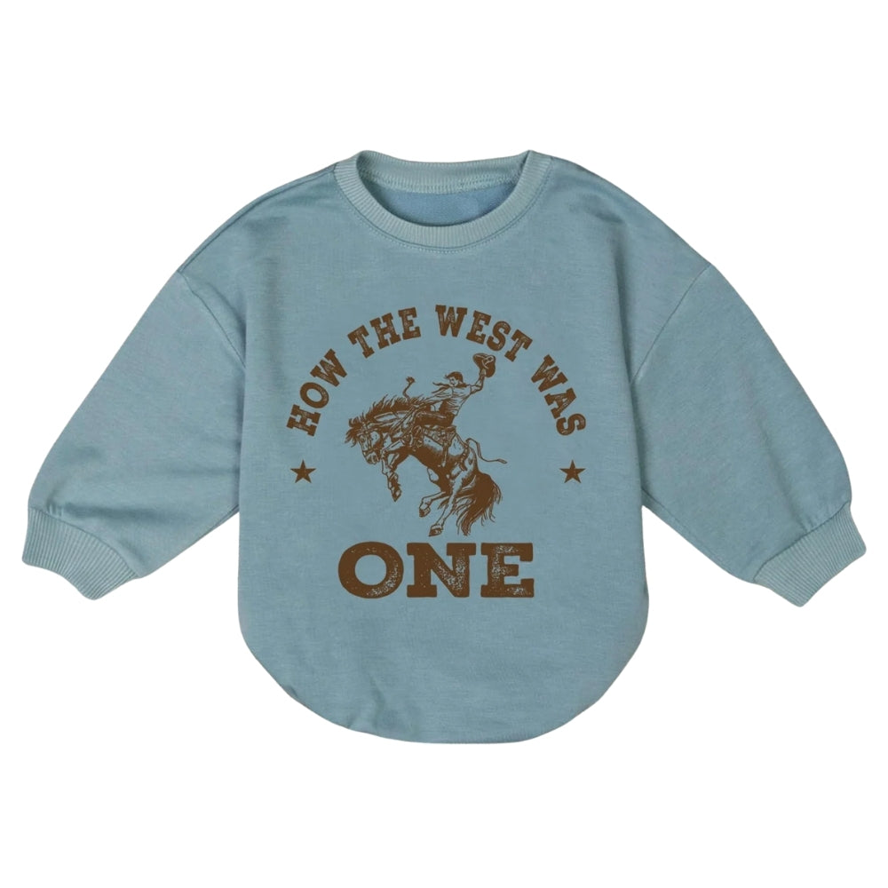 How The West Was One Baby Romper Sweater, First Birthday Baby Western Romper Sweatshirt BB0187