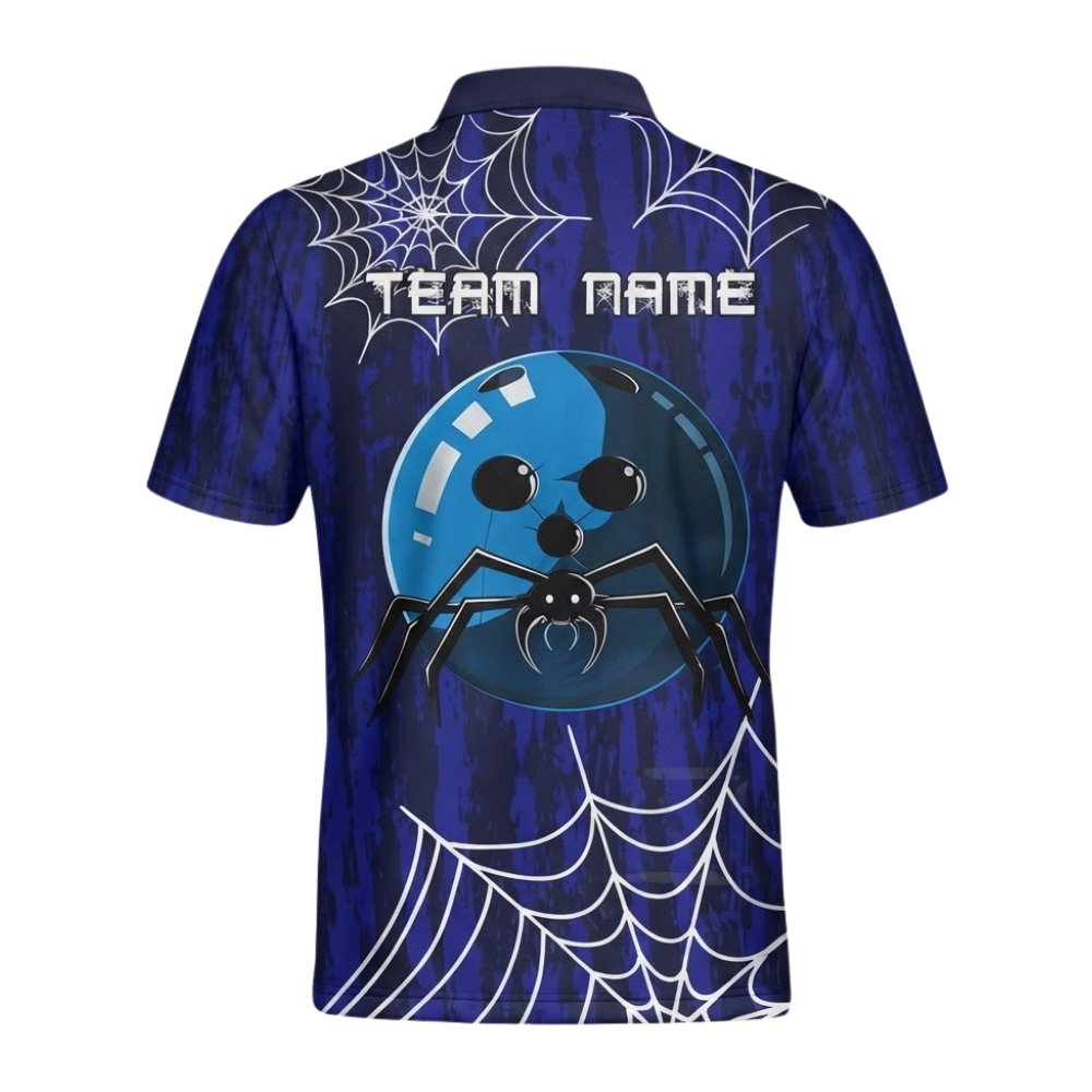 Custom Spider Blue Bowling Jersey For Men, Custom Spider Bowling Team Shirt BZ0938