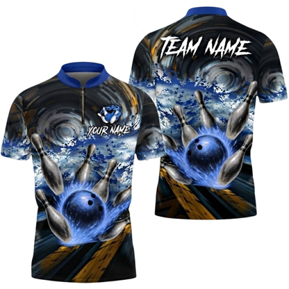 Custom Team Splash Paint Red Black Bowling Jersey For Mens, Custom Bowling Team Shirts BZ0595