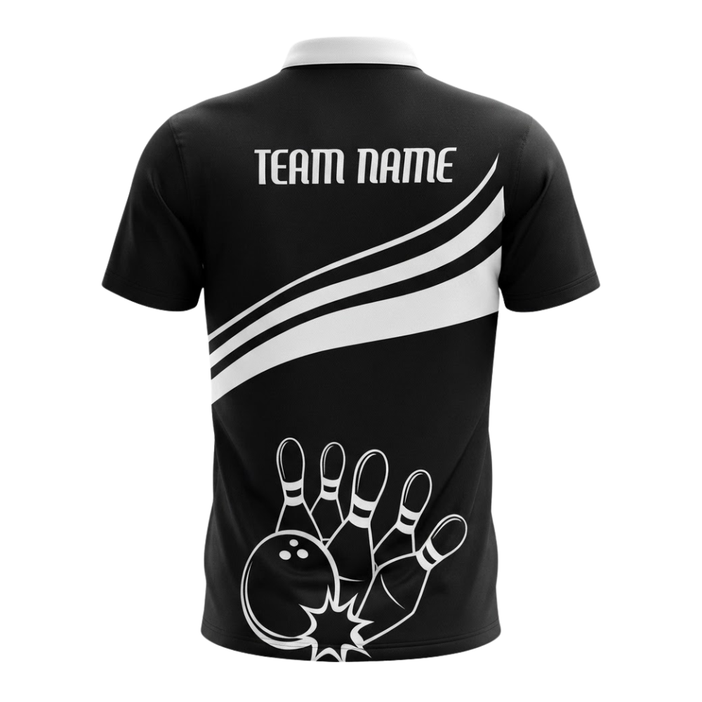 Custom Team Black And White Bowling Jersey Mens, Custom Bowling Team Shirts BZ0583