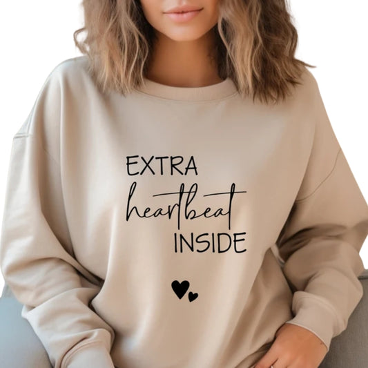 Extra Heartbeat Inside Sweatshirt, Baby Announcement Sweatshirt For Women 2D0808