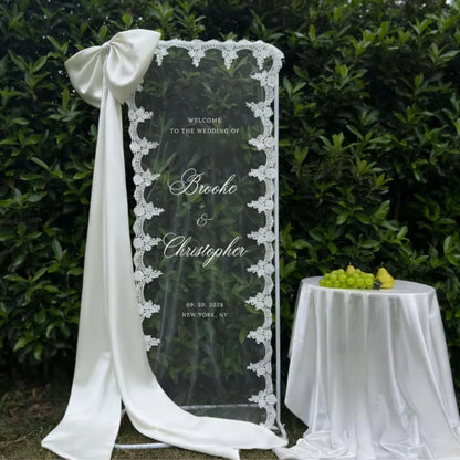 Personalized Wedding Lace Welcome Sign, Custom Lace Welcome Banner For Wedding WD0233