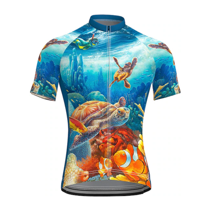 Ocean Blue Cycling Short Sleeve Jersey For Men, Ocean Cycling Jersey CZ0158