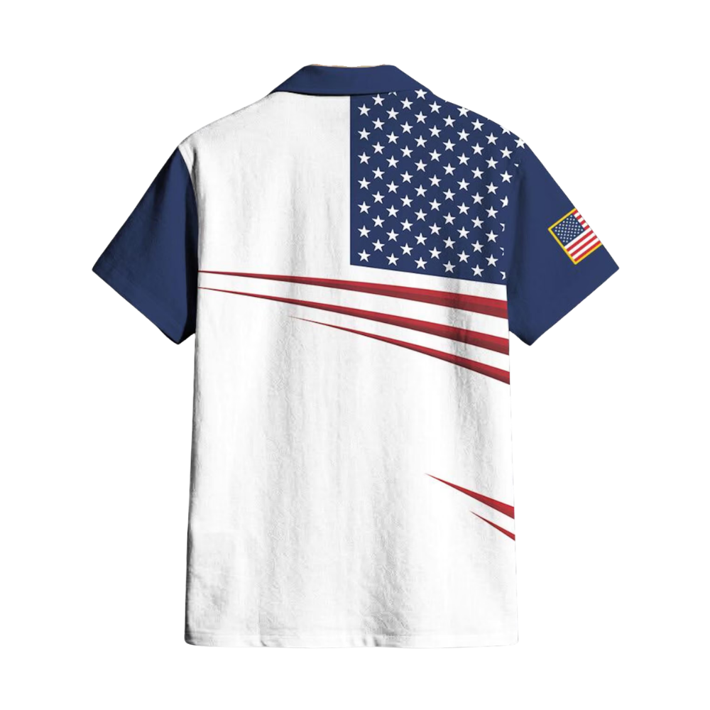 White Navy USA Flag Hawaiian Shirt For Men, 4th Of July Patriotic Hawaiian Shirts HE0358