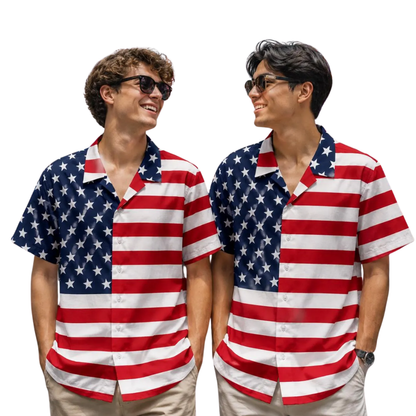 American Flag Hawaiian Shirt For Men Women, Patriotic 4th Of July Hawaiian Shirt HE0461