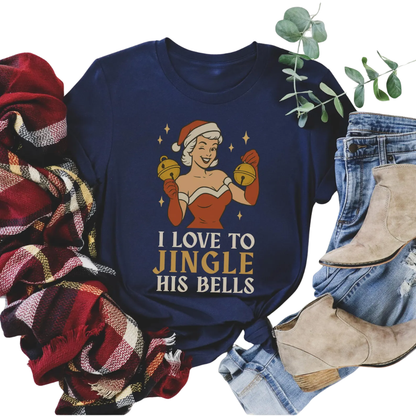 I Love To Stuff Her Stocking I Love To Jingle His Bells Couple Christmas T Shirt, Matching Funny Christmas Shirts For Husband Wife ET1220