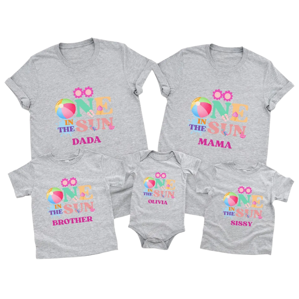 Personalized One In The Sun First Birthday Family Matching T Shirt, Custom Summer 1st Birthday Family Shirts ET1147