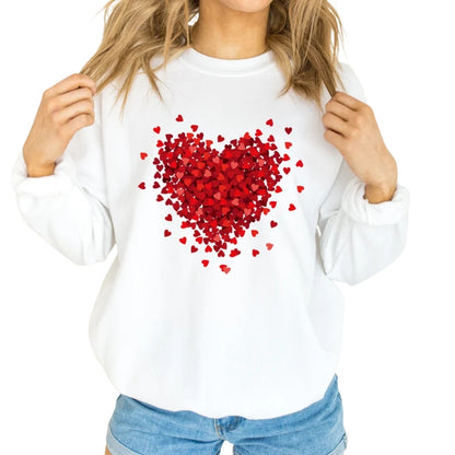 Womens Heart Sweatshirt, Valentine day Heart Sweatshirt 2D0851