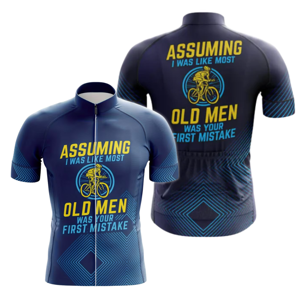 Assuming I Was Like Most Old Man Was Your First Mistake Cycling Short Sleeve Jersey For Men, Funny Cycling Jerseys Men's CE0006