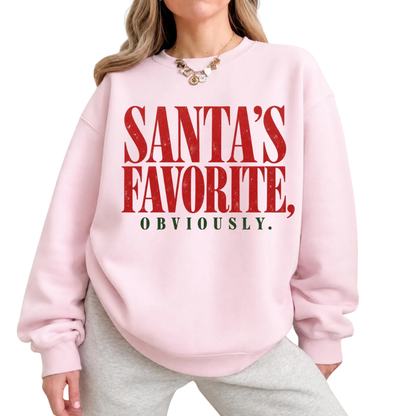 Santa's Favorite Obviously Sweatshirt For Women, Funny Christmas Sweatshirt 2D1229