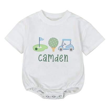 Custom Name Golf Baby Boy T Shirt Bubble Romper, Golf Lover Baby Romper BB0199