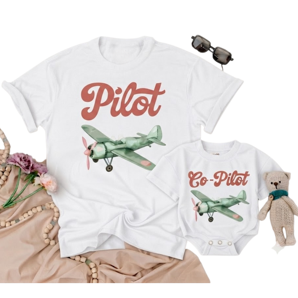 Pilot Co-Pilot Matching Family T Shirt, Matching Pilot Family Shirts ET1199