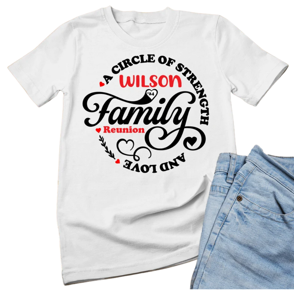 A Circle Of Strength And Love Personalized Renion Family Matching T Shirt, Custom Family Reunion Shirts ET1231