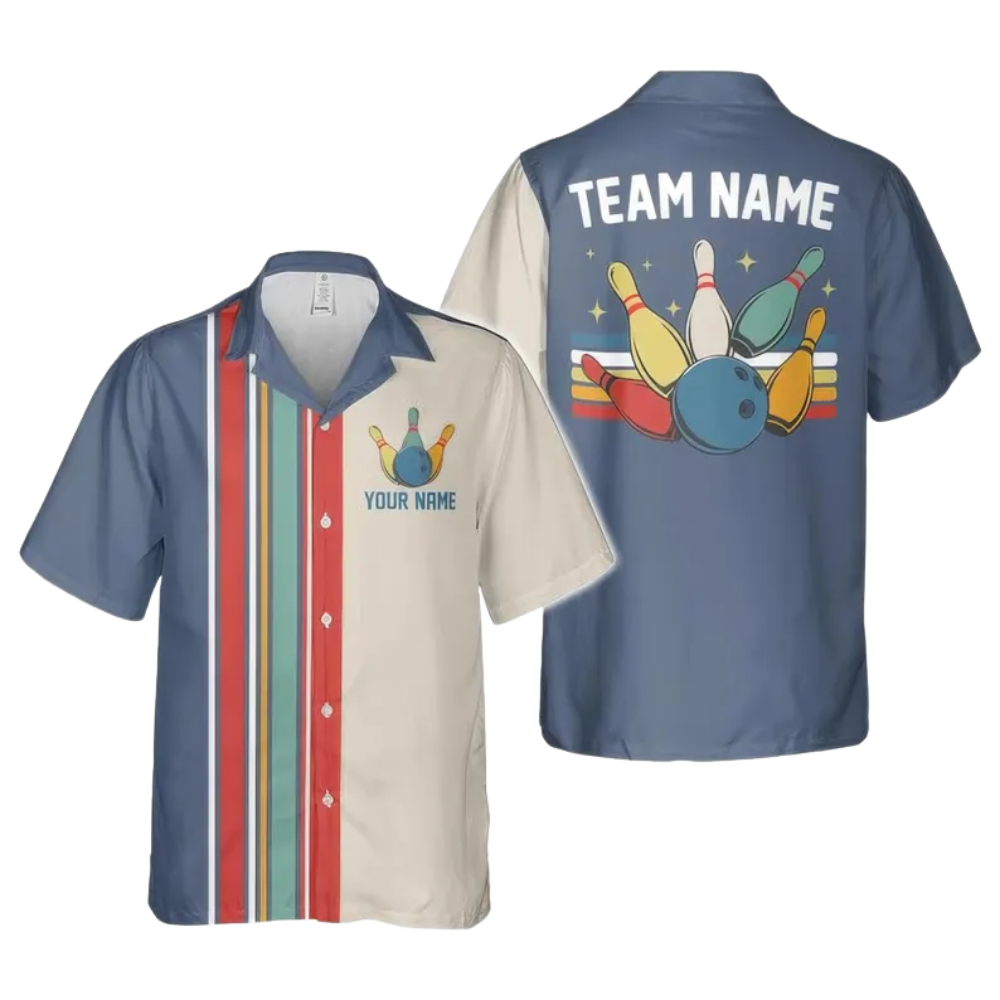 Custom Retro Black Hawaiian Bowling Shirts Men, Custom Retro Bowling Team Shirts BE0066